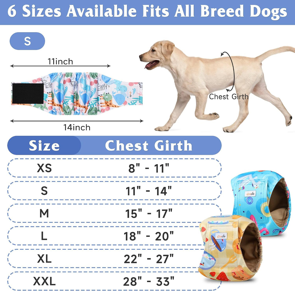 Dog Belly Bands for Male Dogs 5 Pack, Reusable Male Dog Diapers, Washable Belly Bands, Adjustable Pee Wraps for Marking, Incontinence & Training, Rabbit, S